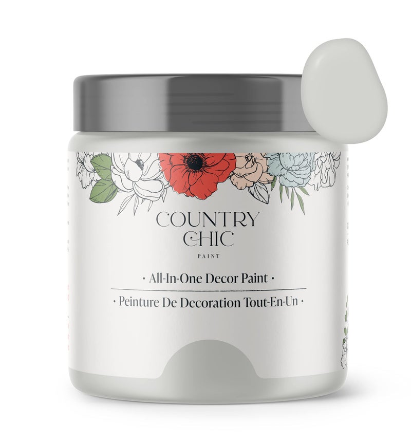 Country Chic Paint Country Chic All-in-One Chalk Paint for Furniture, Cabinets, Home Decor, Eco-Friendly, Matte Finish, Built-In Primer & Top Coat for Wood, Metal - Lazy Linen (Light Grey) - 4 oz (118 ml) - Image 1